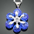 Crystal Blue Sapphire 18K Gold Plated Pendant & Chain ! Gift Jewelry & Love