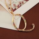 Beautiful 18k GP Q letter zircons pendant and necklace ! Gift Jewelry & Love