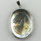 Fashion carved shell horse head pendant and silver necklace ! Gift Jewely & Love