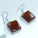 Fine fashion silver 925 brown jasper stone earrings