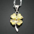 Yellow flower citrine accent 18K GP Pendant & chain ! Gift Jewelry & Love