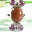 Fashion silver 925 sun sitra & pink quartz ring size 6 ! Gift Jewelry & Love