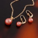 18K gold plated , Pearl Pendant Necklace and earrings ! Gift Jewelry & Love