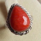 Fashion retro design red sea jasper silver ring size 7 3/4 ! Gift Jewelry & Love