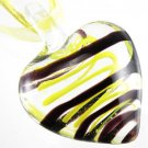 Heart Handmade Art Murano Glass Pendant Ribbon Necklace ! Gift Jewelry & Love