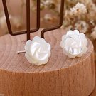 White pearl rose flower 925 sterling silver stud earrings ! Gift Jewlery & Love