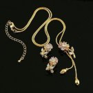 18k GP pendant necklace earrings - multicolor zircons ! Gift Jewelry and Love