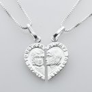 Solid sterling silver 925 pendant of broken heart with 2 necklaces ! Gift & Love