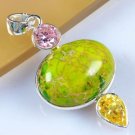 Silver 925 necklace & pendant set green sea Sediment Jasper ! Gift & Jewelry
