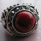 Fashion retro natural red coral Thailand silver ring size 9.5 ! Gift & Jewelry
