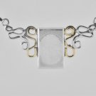 Fine fashion silver stamp 925 necklace & adorned Pendant with gold edge 8.1gr .