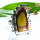 Pretty natural Jasper silver stamp 925 ring size 8 1/2 ! Gift Jewelry and Love
