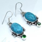 Fine natural Turquoise green quartz silver 925 earrings ! Gift Jewelry and Love