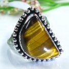 Pretty sterling 925 & Tiger eye gemstone ring size 8 ! Gift Jewelry and Love