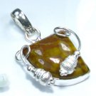 Fine natural pretty silver 925 ocean Jasper pendant ! Gift Jewelry and Love