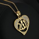 18k gold plated Allah islam heart zircon pendant & necklace ! Gift & Jewelry
