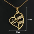 Fashion 18k gold plated Allah heart Pendant & Chain ! Islam Jewelry Gift & Love