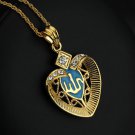 Fashion 18k gold plated Allah islam heart Pendant & Necklace ! Gift & Jewelry