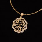 Fashion 18k gold plate Allah arabesque pendant & chain ! Islam Jewelry & Gift