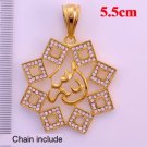 Fashion 18k GP Zircons Allah Design Pendant & Necklace ! Islam Gift & Jewelry