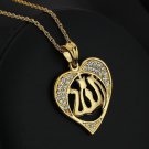 Fashion 18k gold plated Allah islam heart Pendant & Chain ! Gift Jewelry & Love