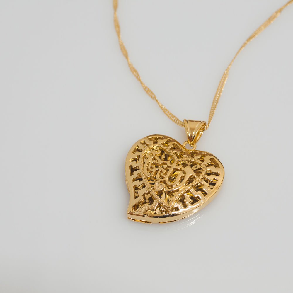 Fashion 18k Gold Plated Heart Allah Islam Pendant Necklace ! Gift Jewelry & Love