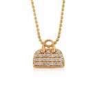 Bag white zircons & 18K gold plated Pendant & Necklace ! Gift Jewelry & Love