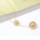 Fashion 9k gold filled double balls zircon pendant + necklace ! Gift & Jewelry