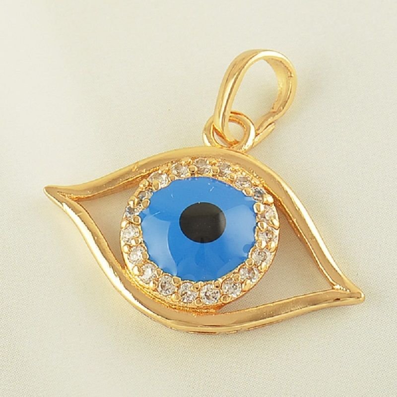 Fashion 9kk gold filled blue eye set zircons pendant & necklace