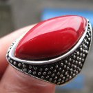 Fashion retro natural red coral Thailand silver ring size 9 ! Gift & Jewelry