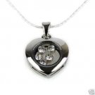 Silver sterling pendant of heart with crystal stones ! Gift Jewelry & Love