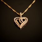 Fashion 18k gold plated heart zircons pendant & chain ! Jewelry Gift & Love
