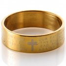 Fashion Lords Prayer * Our Father Bible Cross * Stainless Steel Ring Size 10