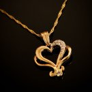 Fashion 18k gold plated heart zircons pendant & necklace ! Jewelry Gift ! Love