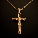 Gift Love & Jewelry 18k gold plated latin cross Jesus Christ pendant & necklace