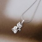 Beautiful Cat 18K GP & cubic Zircon Pendant & Necklace ! Gift Jewelry and Love