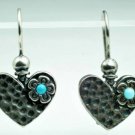 Silver 925 earrings heart & flower with pale blue stone ! Gift Jewelry & Love