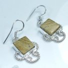 Fine natural pretty silver 925 Square Jasper earrings ! Gift Jewelry and Love