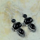 Silver fine earrings set natural black onyx stones 2 1/2" ! Gift Jewelry & Love