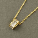 Fashion 9k gold filled set zircon gemstone pendant + necklace ! Gift & Jewelry