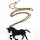 Fashion black running horse head pendant + 34" necklace ! Gift Jewelry & Love