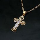 Unique 18k GP latin cross Jesus Christ pendant necklace