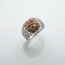 Fashion retro design silver & brown zircons woman ring size 9 ! Gift & Jewelry