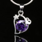 Fashion white crystal zircon silver plated pendant + chain ! Gift Jewelry & Love