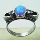 Pure fashion silver ring set with opal and blue zircons ! Gift Jewelry & Love