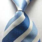 Fashion Accessory Blue & white Striped Silk Classic Woven Necktie - Men's Tie