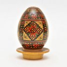 Decorative wood egg - hand made drawn art , Used , collecting , unknown artist