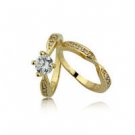 Fine design 18K gold plated two Ring set & zircon size 7 ! Gift Jewelry & Love