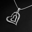 Sterling silver 925 heart set zircons pendant & necklace ! Gift & Jewelry & Love