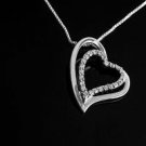 Sterling silver 925 heart set zircons pendant & necklace ! Gift & Jewelry & Love